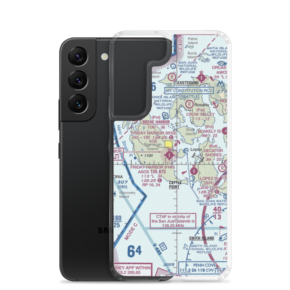 Friday Harbor Airport (FHR) VFR Sectional Samsung Case Samsung Galaxy S22 model shown