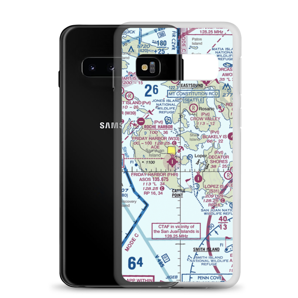 Friday Harbor Seaplane Base (W33) VFR Sectional Samsung Case Samsung Galaxy S10 model shown