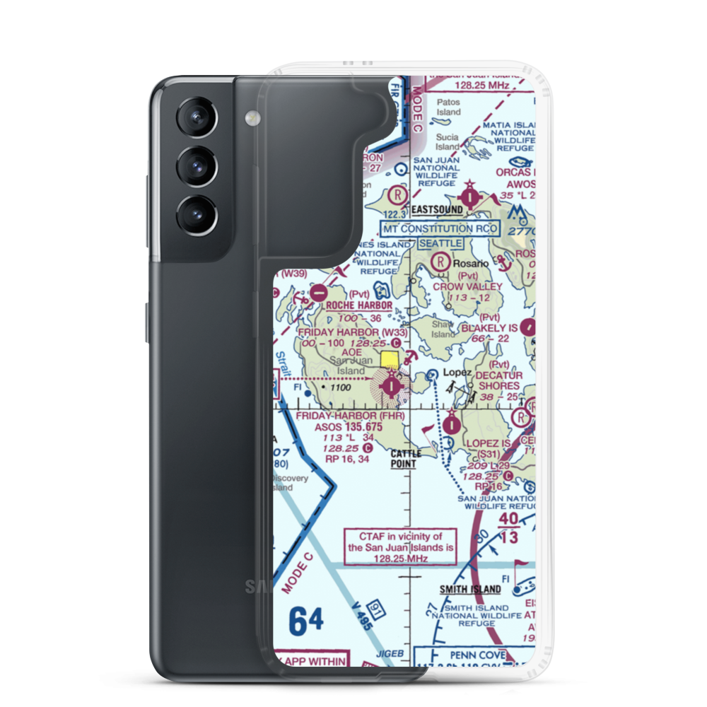 Friday Harbor Seaplane Base (W33) VFR Sectional Samsung Case Samsung Galaxy S21 model shown