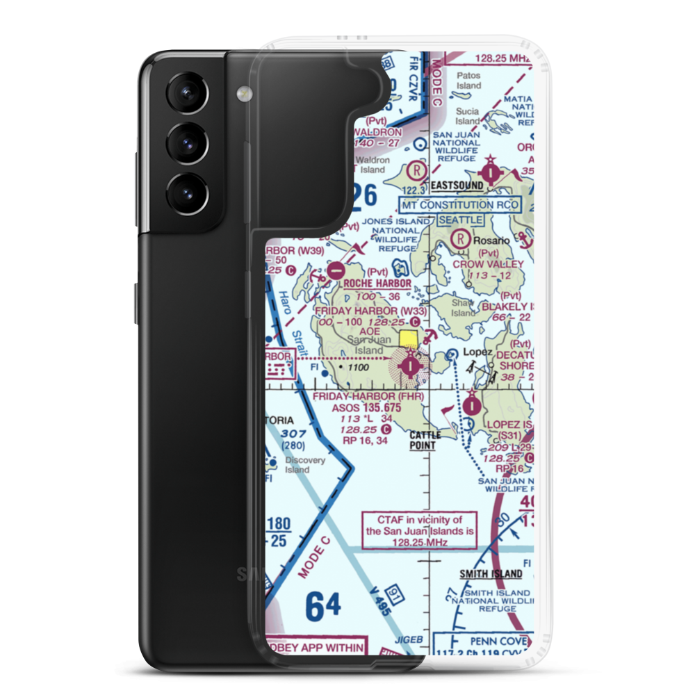 Friday West Airport (1WA9) VFR Sectional Samsung Case Samsung Galaxy S21 Plus model shown