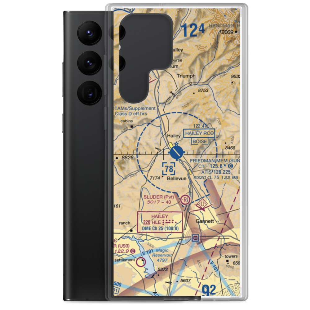 Friedman Memorial Airport (SUN) VFR Sectional Samsung Case Samsung Galaxy S22 Ultra model shown