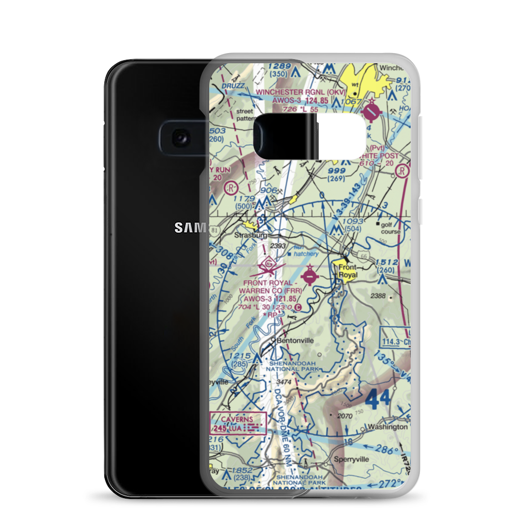 Front Royal Warren County Airport (FRR) VFR Sectional Samsung Case Samsung Galaxy S10e model shown