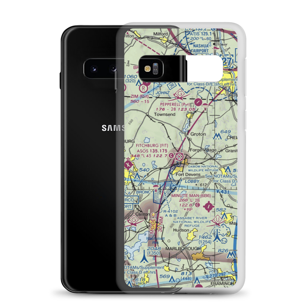 Ft Devens Moore Army Air Field (AYE) VFR Sectional Samsung Case Samsung Galaxy S10 model shown