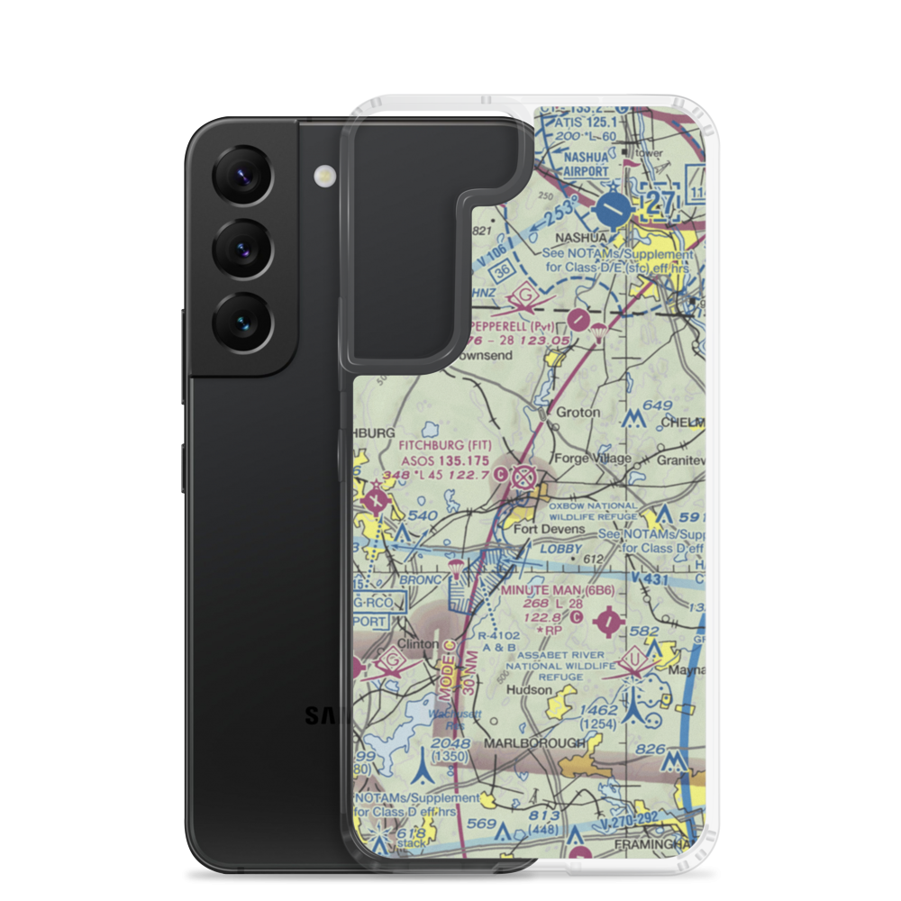 Ft Devens Moore Army Air Field (AYE) VFR Sectional Samsung Case Samsung Galaxy S22 model shown