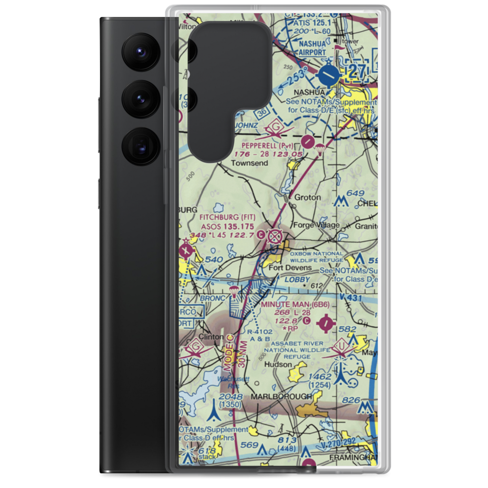 Ft Devens Moore Army Air Field (AYE) VFR Sectional Samsung Case Samsung Galaxy S22 Ultra model shown