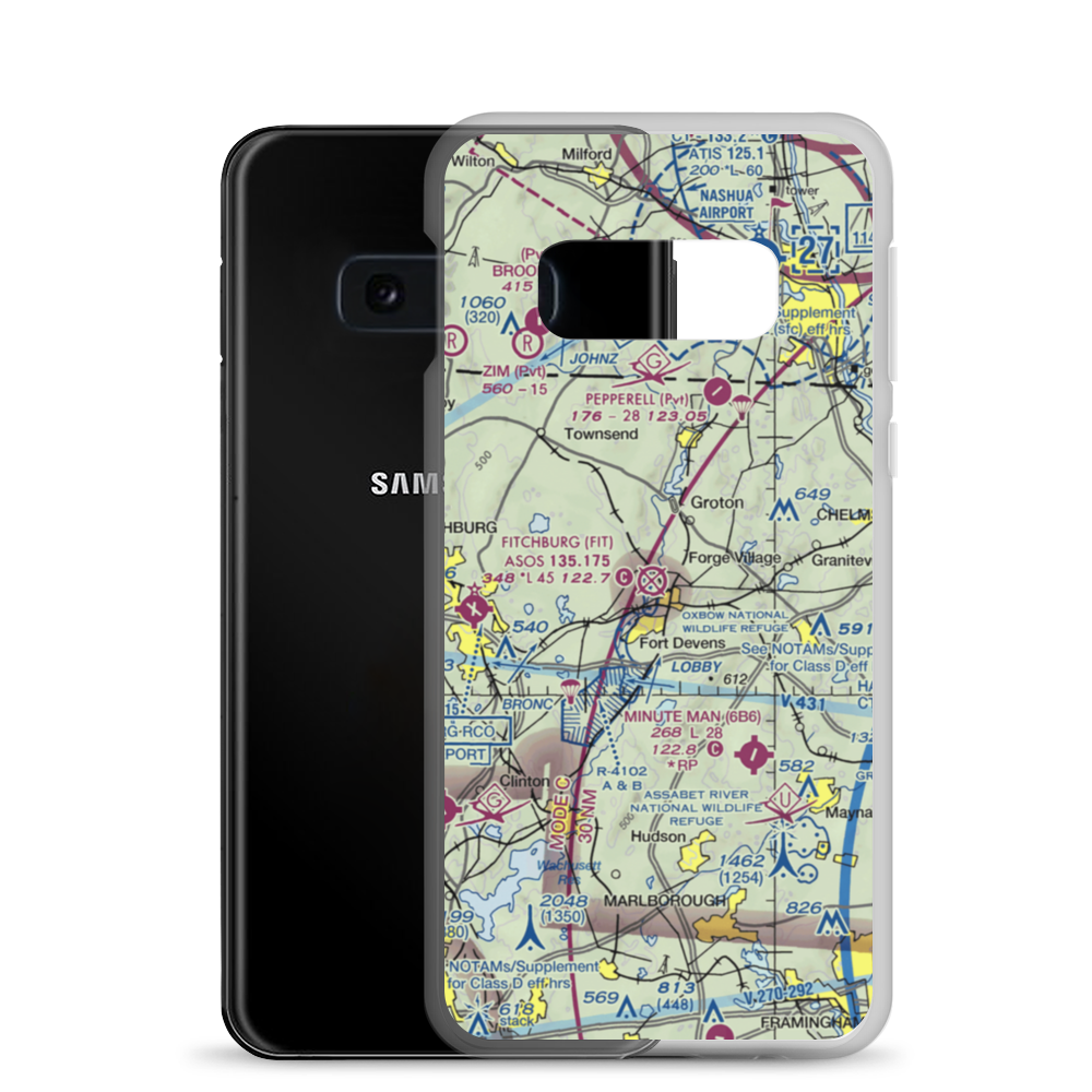 Ft Devens Moore Army Air Field (AYE) VFR Sectional Samsung Case Samsung Galaxy S10e model shown