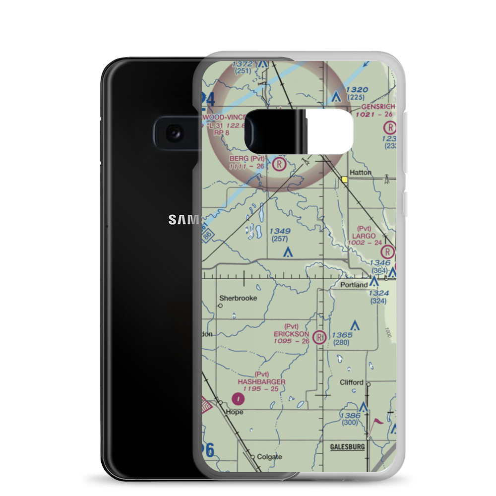 Fugleberg Farm Airport (6ND6) VFR Sectional Samsung Case Samsung Galaxy S10e model shown