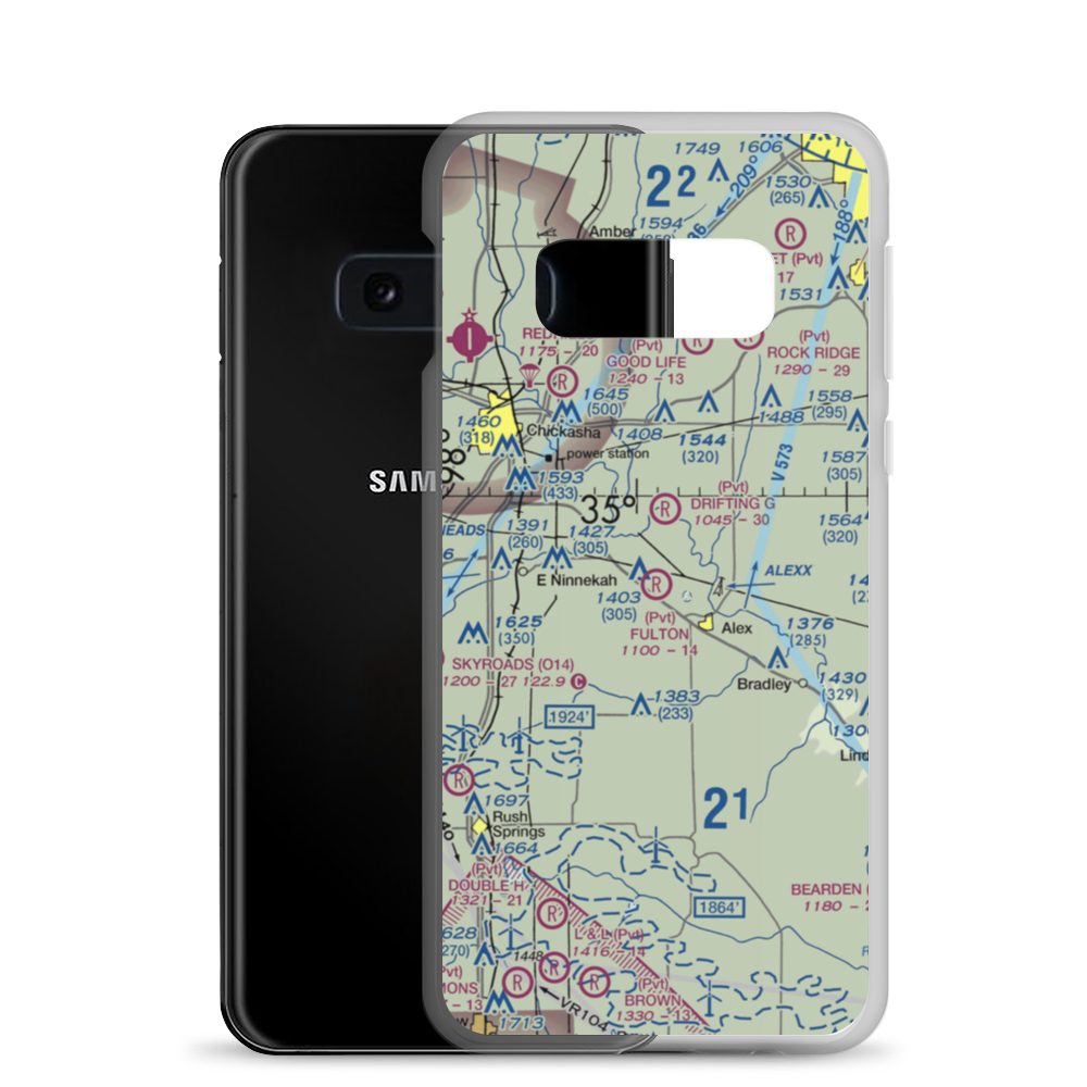 Fulton Airport (00AS) VFR Sectional Samsung Case Samsung Galaxy S10e model shown