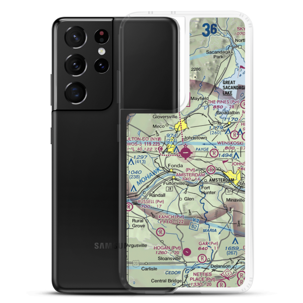 Fulton County Airport (NY0) VFR Sectional Samsung Case Samsung Galaxy S21 Ultra model shown