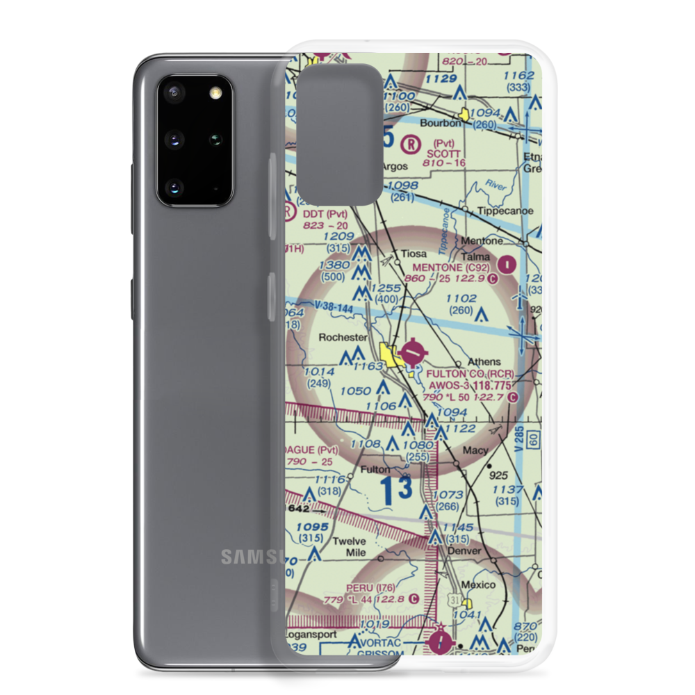 Fulton County Airport (RCR) VFR Sectional Samsung Case Samsung Galaxy S20 Plus model shown