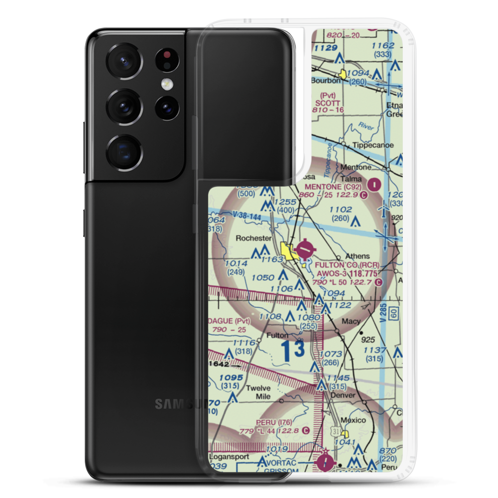 Fulton County Airport (RCR) VFR Sectional Samsung Case Samsung Galaxy S21 Ultra model shown