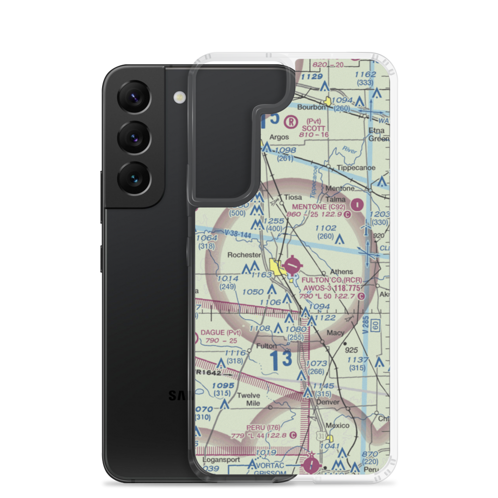 Fulton County Airport (RCR) VFR Sectional Samsung Case Samsung Galaxy S22 model shown