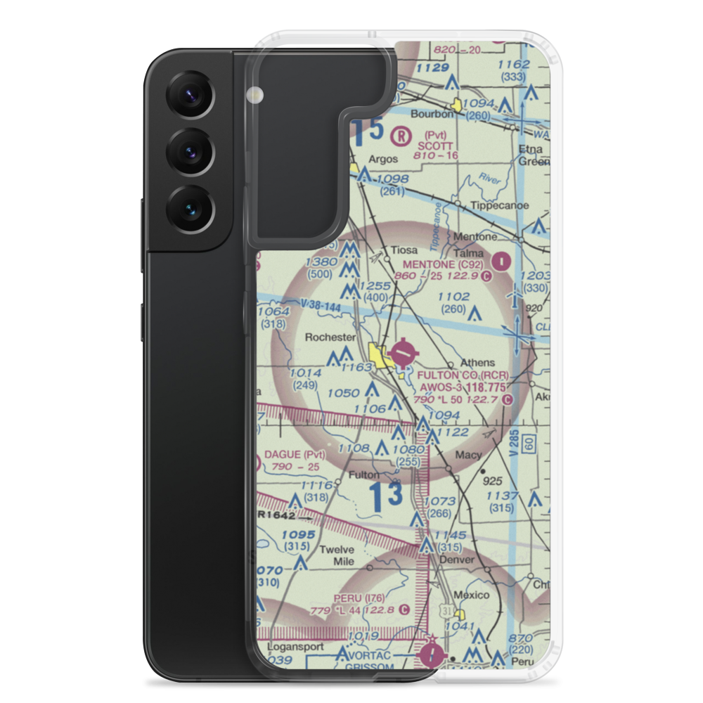 Fulton County Airport (RCR) VFR Sectional Samsung Case Samsung Galaxy S22 Plus model shown