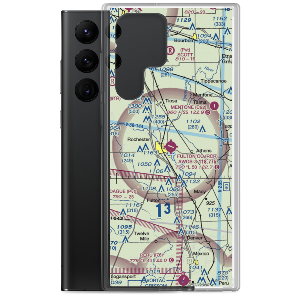 Fulton County Airport (RCR) VFR Sectional Samsung Case Samsung Galaxy S22 Ultra model shown