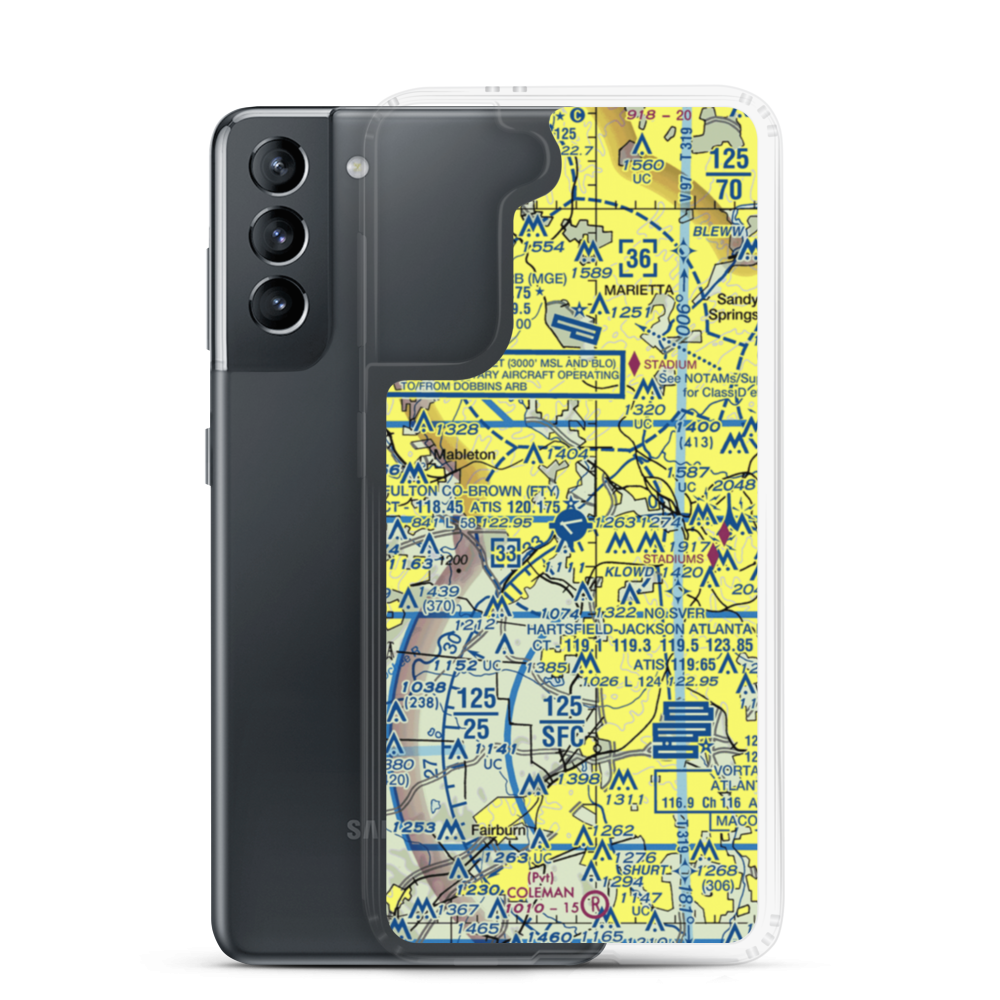 Fulton County Airport Brown Field (FTY) VFR Sectional Samsung Case Samsung Galaxy S21 model shown