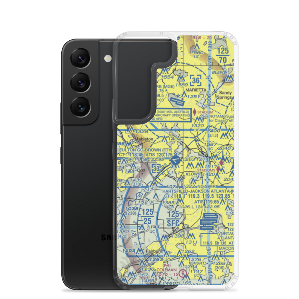 Fulton County Airport Brown Field (FTY) VFR Sectional Samsung Case Samsung Galaxy S22 model shown