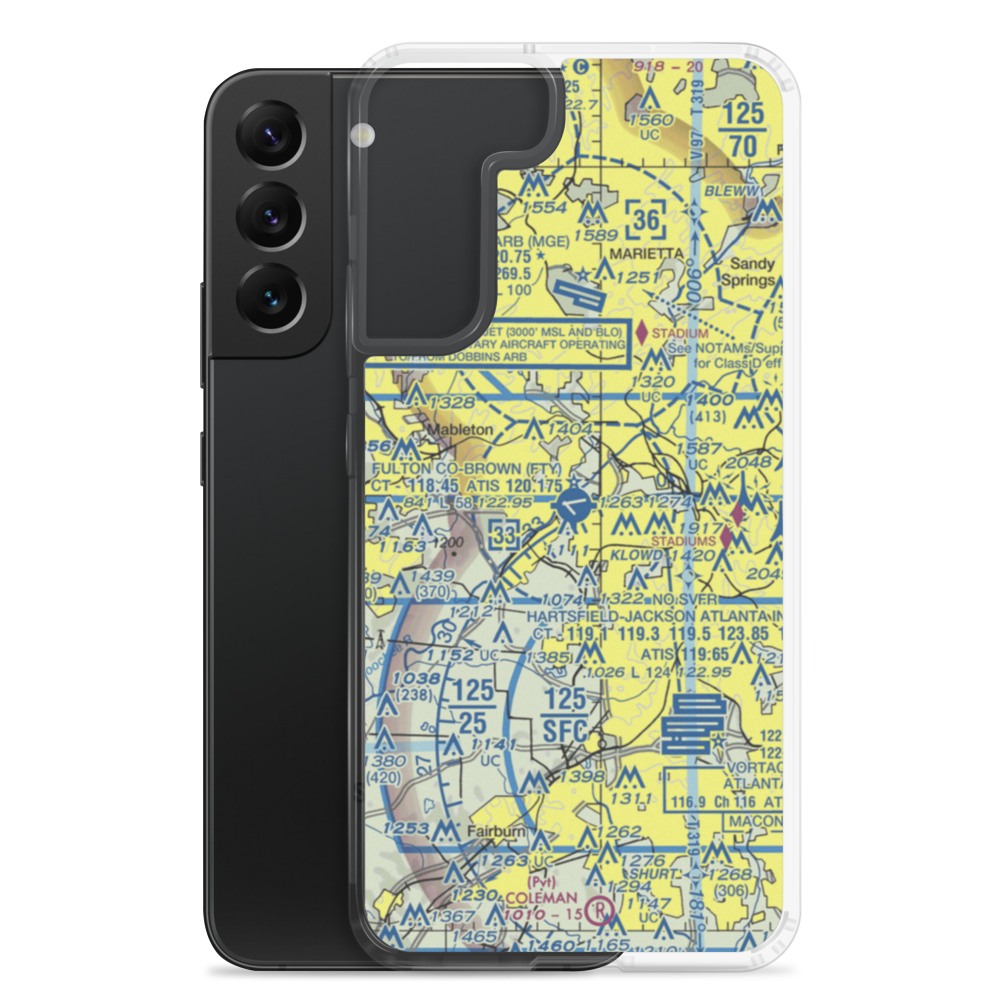 Fulton County Airport Brown Field (FTY) VFR Sectional Samsung Case Samsung Galaxy S22 Plus model shown