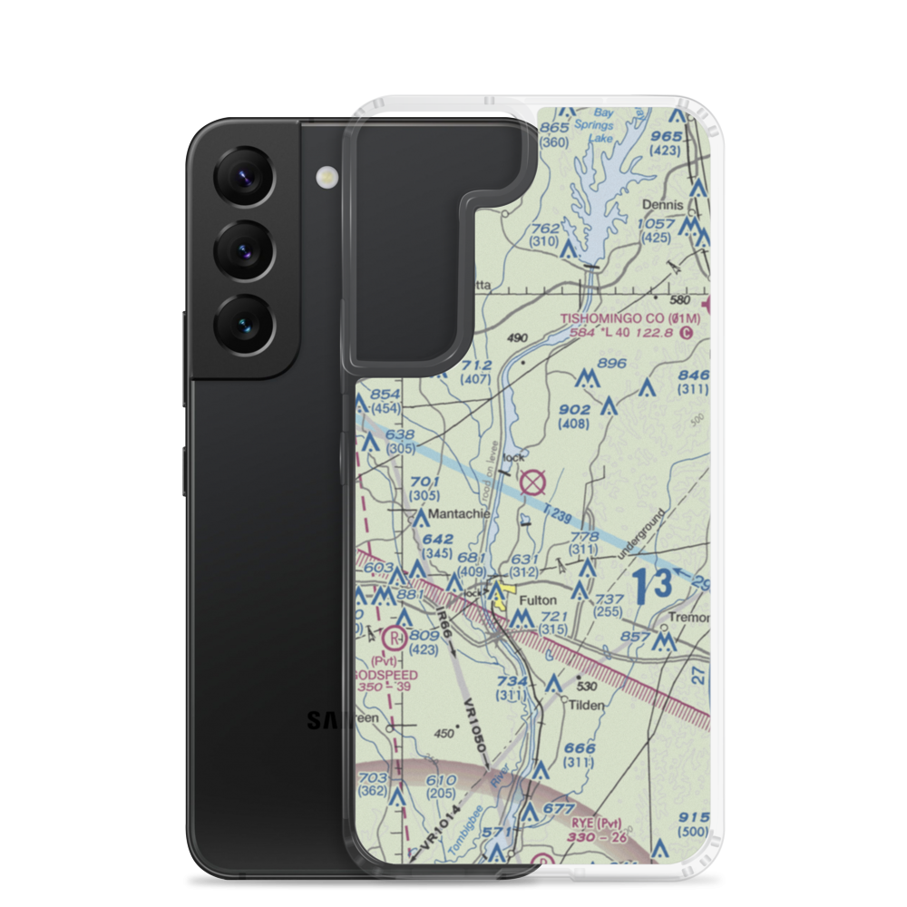 Fulton-Itawamba County Airport (11M) VFR Sectional Samsung Case Samsung Galaxy S22 model shown