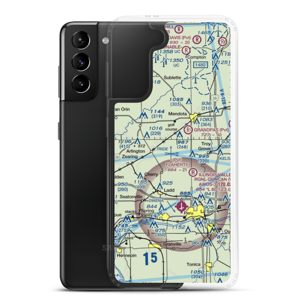 Funfsinn Airport (IL13) VFR Sectional Samsung Case Samsung Galaxy S21 Plus model shown