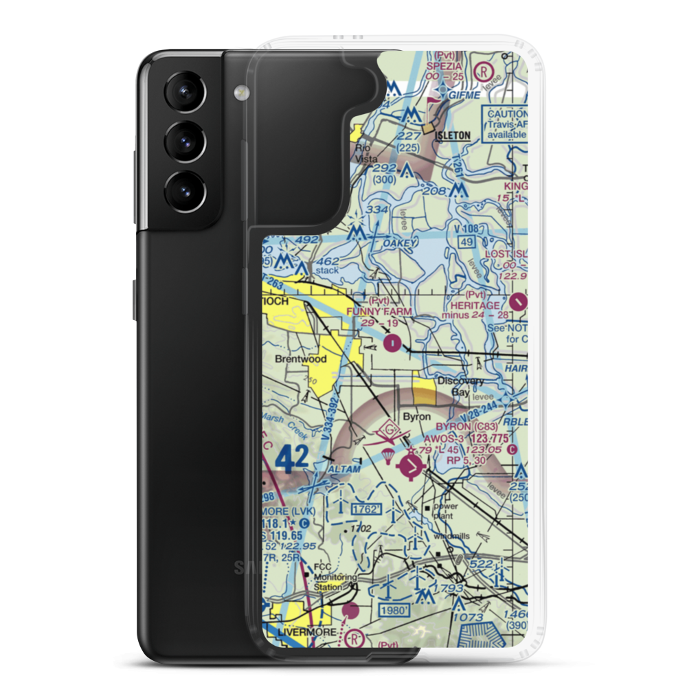 Funny Farm Airport (4CA2) VFR Sectional Samsung Case Samsung Galaxy S21 Plus model shown