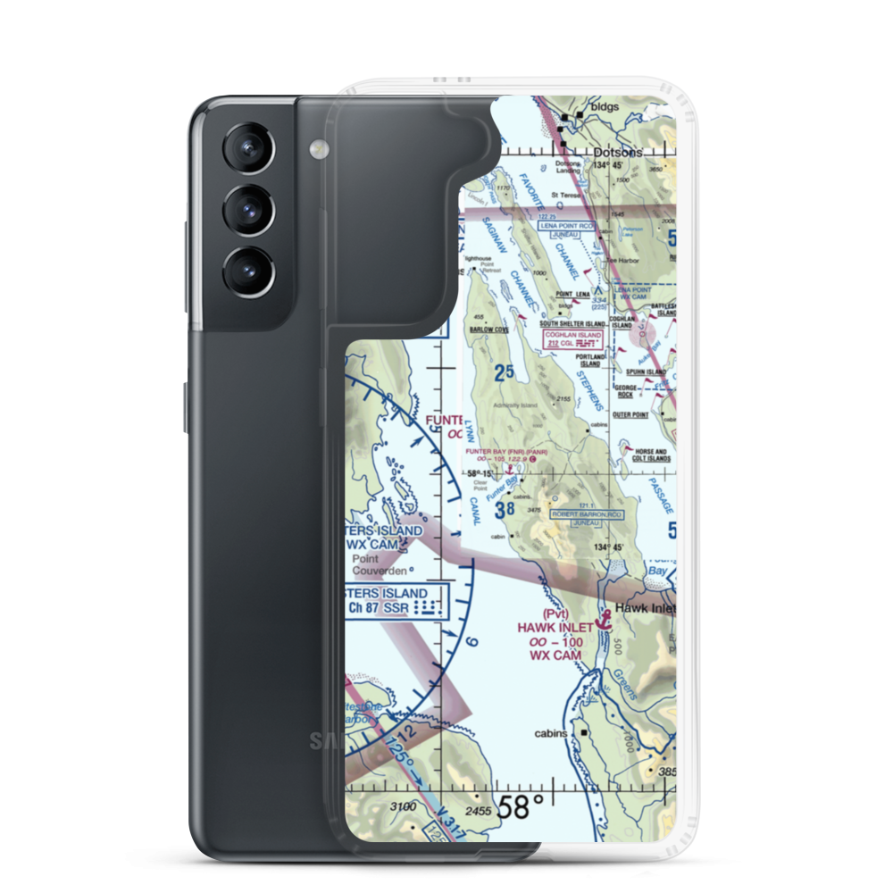 Funter Bay Seaplane Base (FNR) VFR Sectional Samsung Case Samsung Galaxy S21 model shown