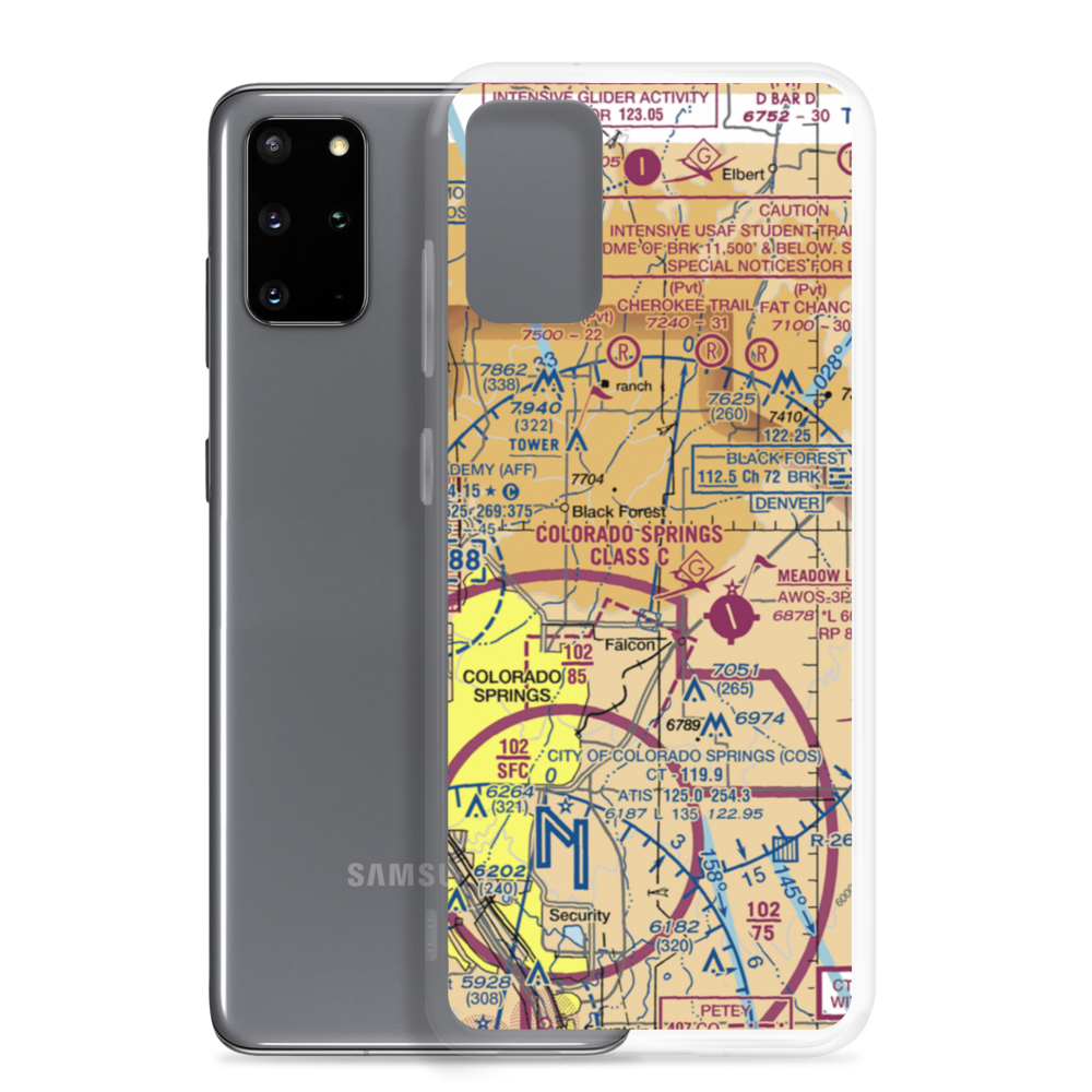 G W Flanders Ranch Strip (CO54) VFR Sectional Samsung Case Samsung Galaxy S20 Plus model shown