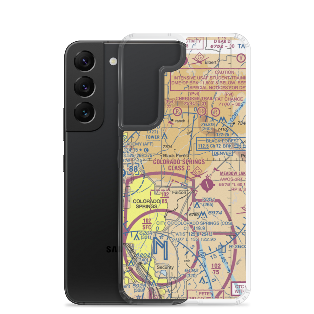 G W Flanders Ranch Strip (CO54) VFR Sectional Samsung Case Samsung Galaxy S22 model shown