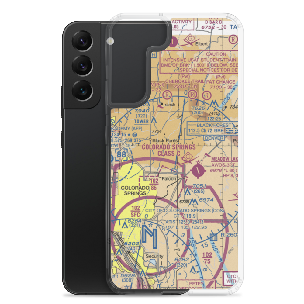 G W Flanders Ranch Strip (CO54) VFR Sectional Samsung Case Samsung Galaxy S22 Plus model shown