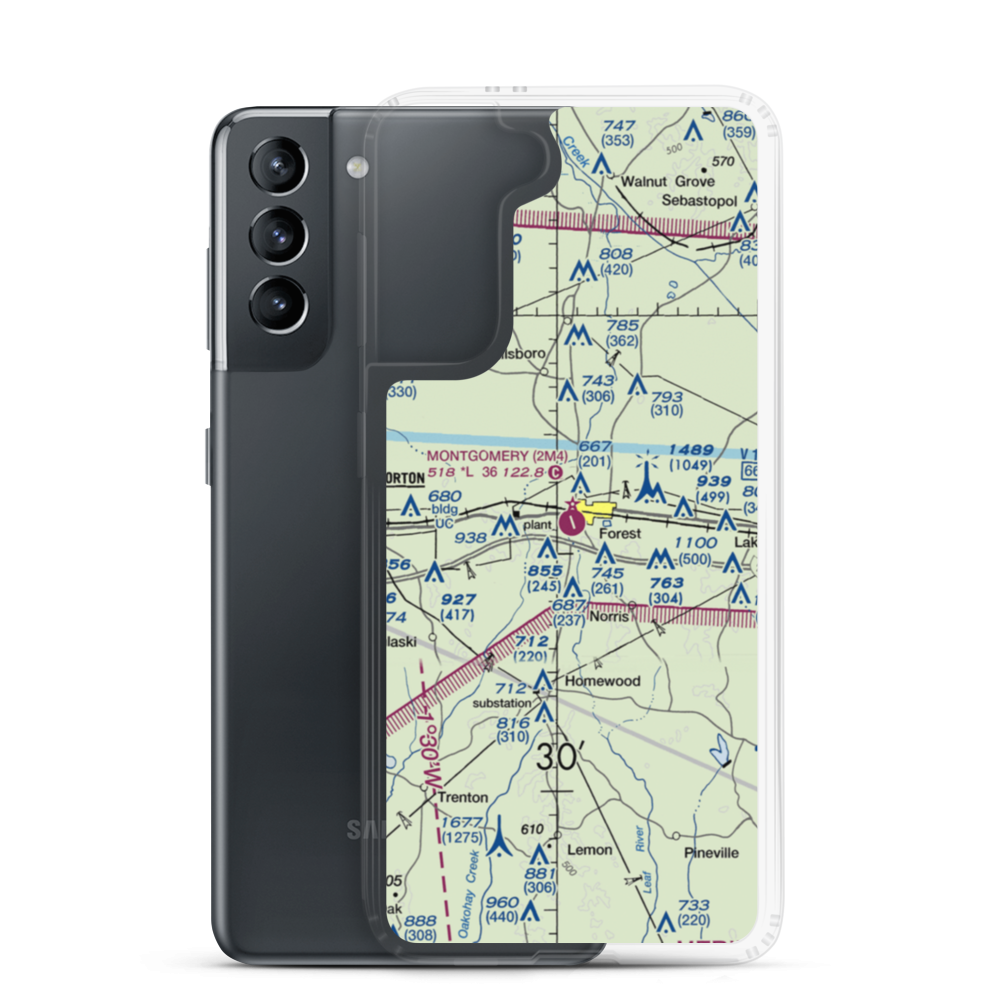 G. V. Montgomery Airport (2M4) VFR Sectional Samsung Case Samsung Galaxy S21 model shown