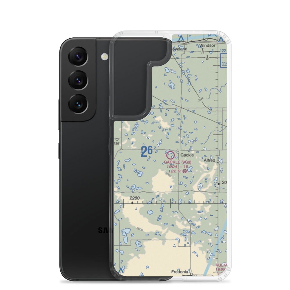 Gackle Municipal Airport (9G9) VFR Sectional Samsung Case Samsung Galaxy S22 model shown