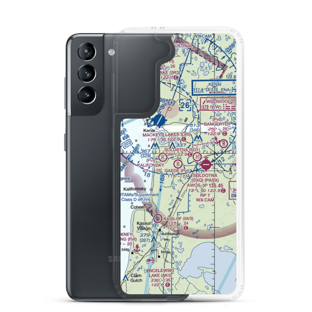 Gaede Airport (7AK3) VFR Sectional Samsung Case Samsung Galaxy S21 model shown