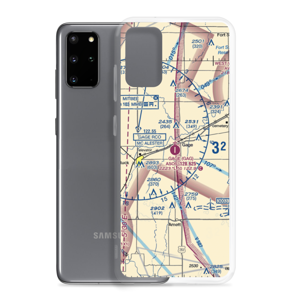 Gage Airport (GAG) VFR Sectional Samsung Case Samsung Galaxy S20 Plus model shown