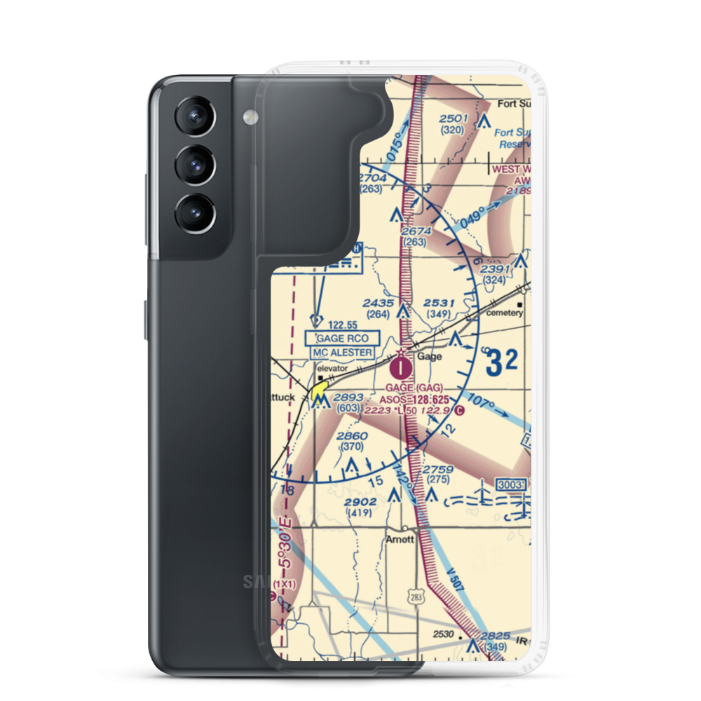 Gage Airport (GAG) VFR Sectional Samsung Case Samsung Galaxy S21 model shown