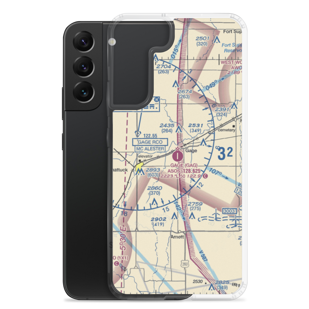 Gage Airport (GAG) VFR Sectional Samsung Case Samsung Galaxy S22 Plus model shown