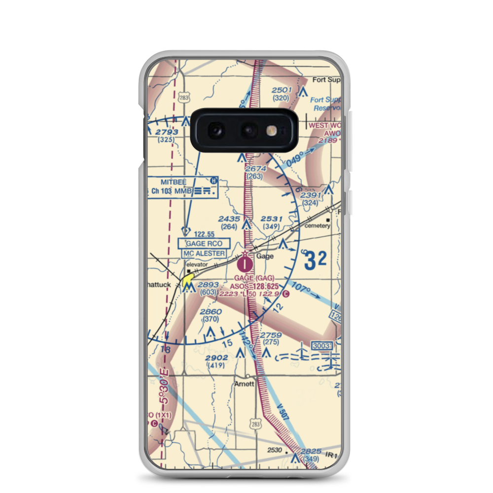 Gage Airport (GAG) VFR Sectional Samsung Case Samsung Galaxy S10e model shown