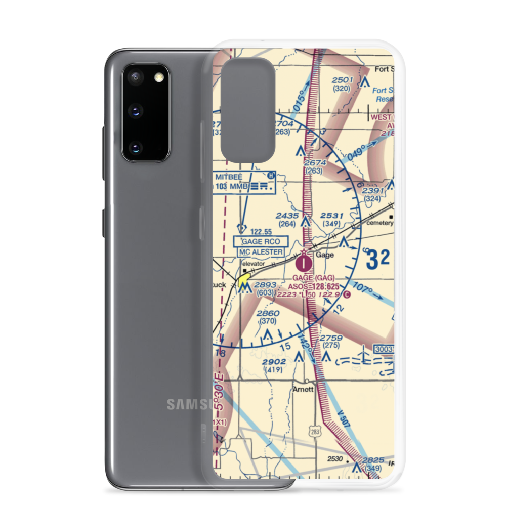 Gage Airport (GAG) VFR Sectional Samsung Case Samsung Galaxy S20 model shown