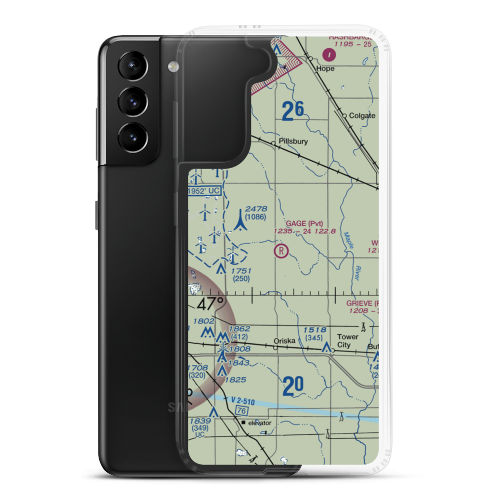 Gage Flying Farmer Airport (3ND5) VFR Sectional Samsung Case Samsung Galaxy S21 Plus model shown
