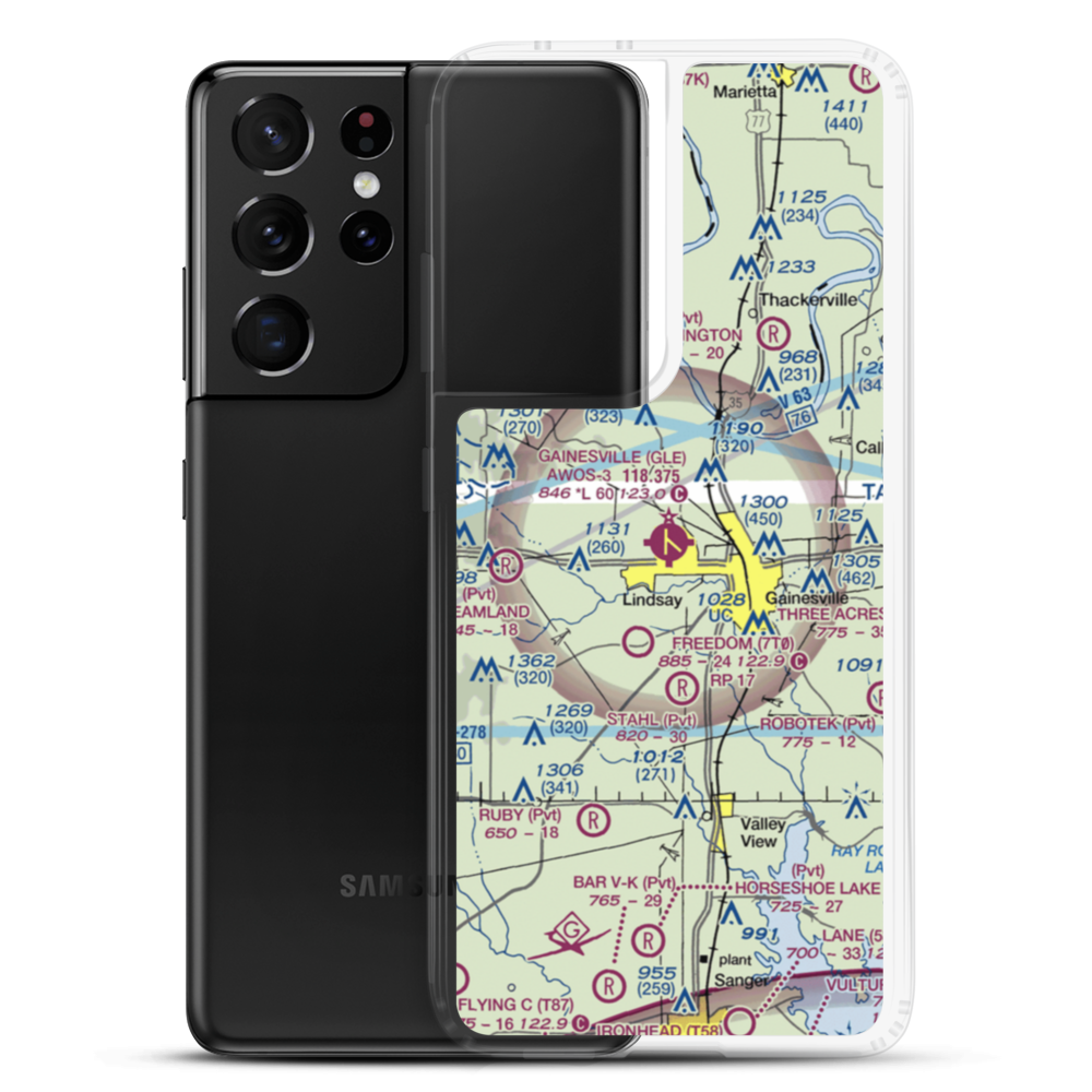 Gainesville Municipal Airport (GLE) VFR Sectional Samsung Case Samsung Galaxy S21 Ultra model shown