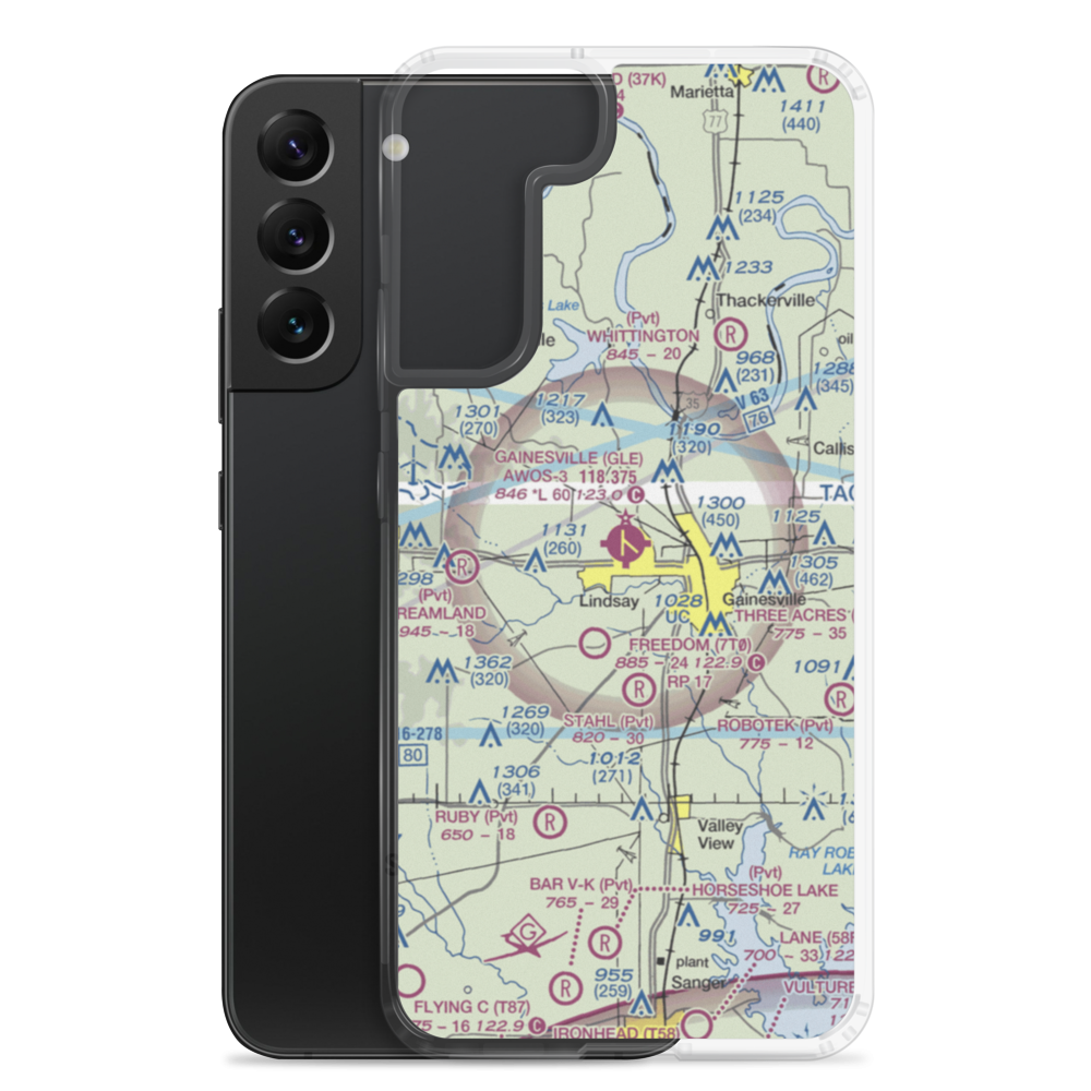 Gainesville Municipal Airport (GLE) VFR Sectional Samsung Case Samsung Galaxy S22 Plus model shown