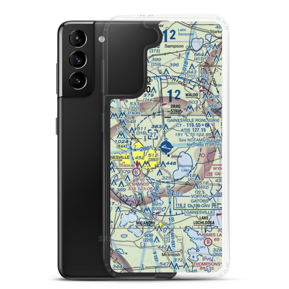 Gainesville Regional Airport (GNV) VFR Sectional Samsung Case Samsung Galaxy S21 Plus model shown
