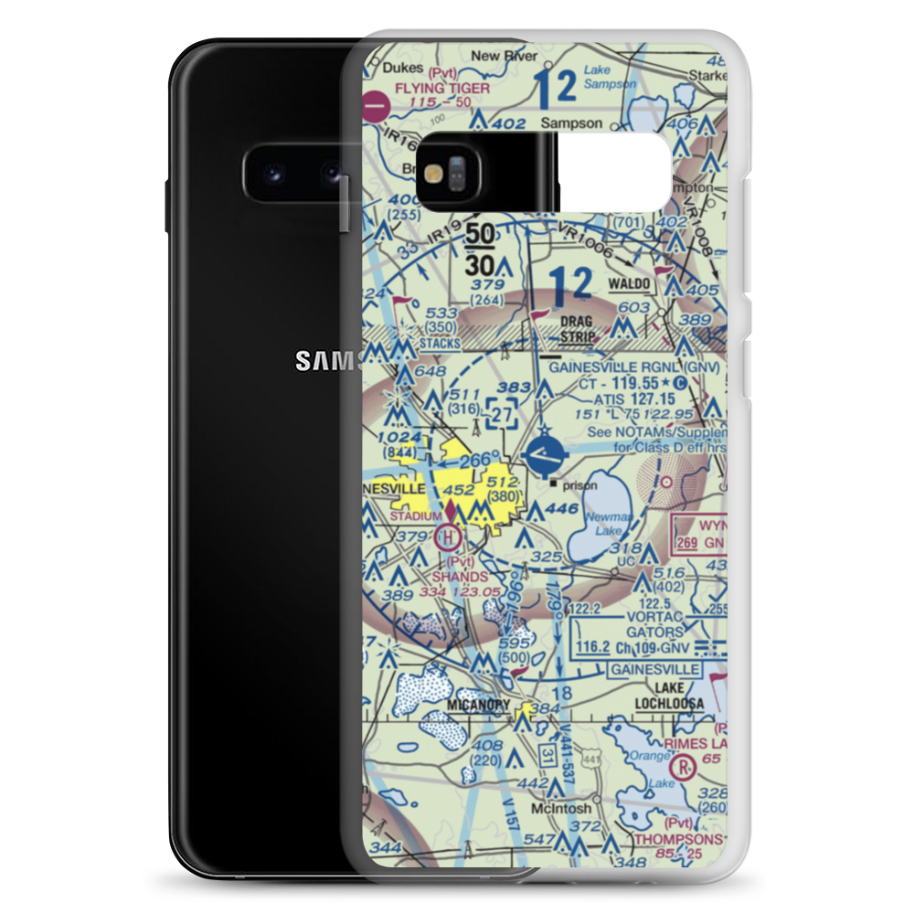 Gainesville Regional Airport (GNV) VFR Sectional Samsung Case Samsung Galaxy S10+ model shown