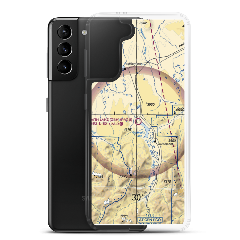 Galbraith Lake Airport (GBH) VFR Sectional Samsung Case Samsung Galaxy S21 Plus model shown
