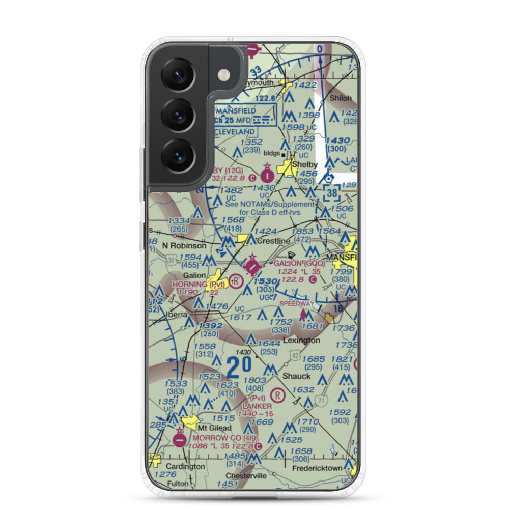 Galion Municipal Airport (GQQ) VFR Sectional Samsung Case Samsung Galaxy S22 Plus model shown