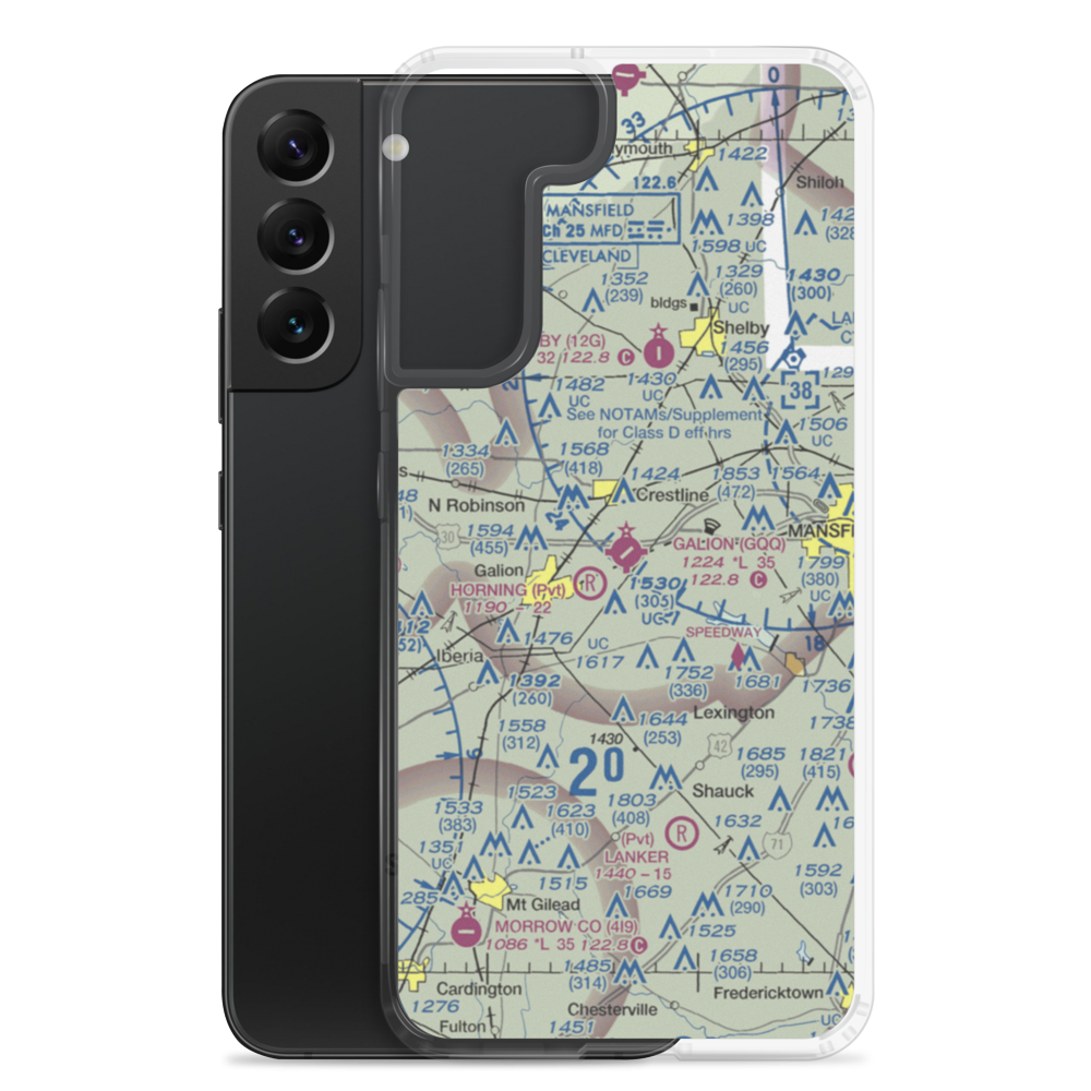 Galion Municipal Airport (GQQ) VFR Sectional Samsung Case Samsung Galaxy S22 Plus model shown