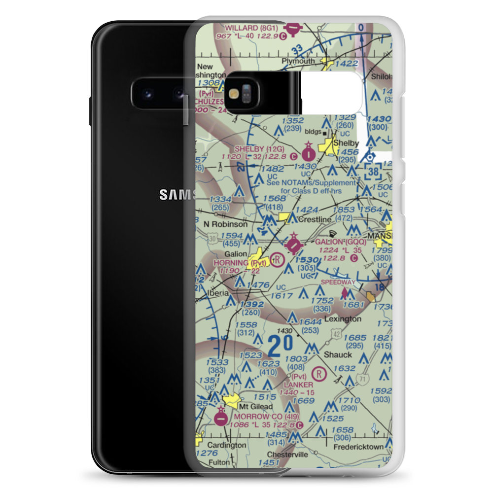 Galion Municipal Airport (GQQ) VFR Sectional Samsung Case Samsung Galaxy S10+ model shown