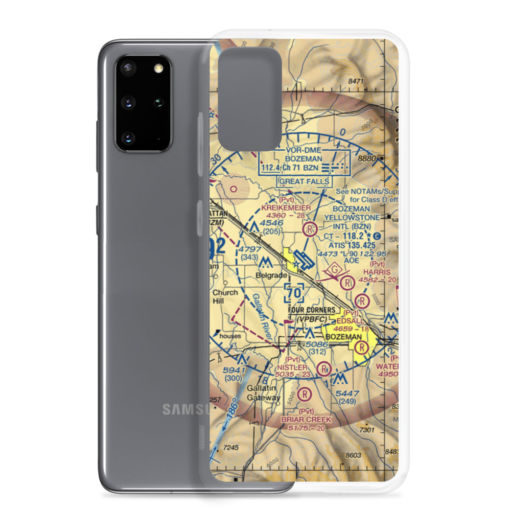 Gallatin Field (BZN) VFR Sectional Samsung Case Samsung Galaxy S20 Plus model shown