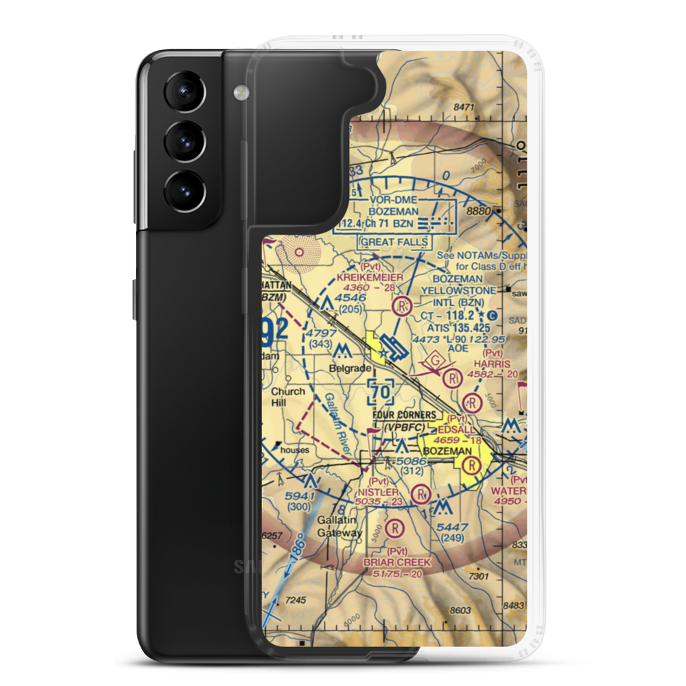 Gallatin Field (BZN) VFR Sectional Samsung Case Samsung Galaxy S21 Plus model shown