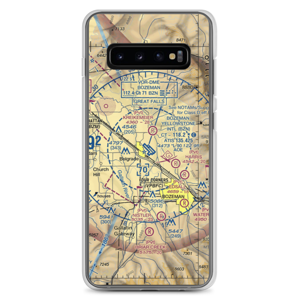 Gallatin Field (BZN) VFR Sectional Samsung Case Samsung Galaxy S10+ model shown