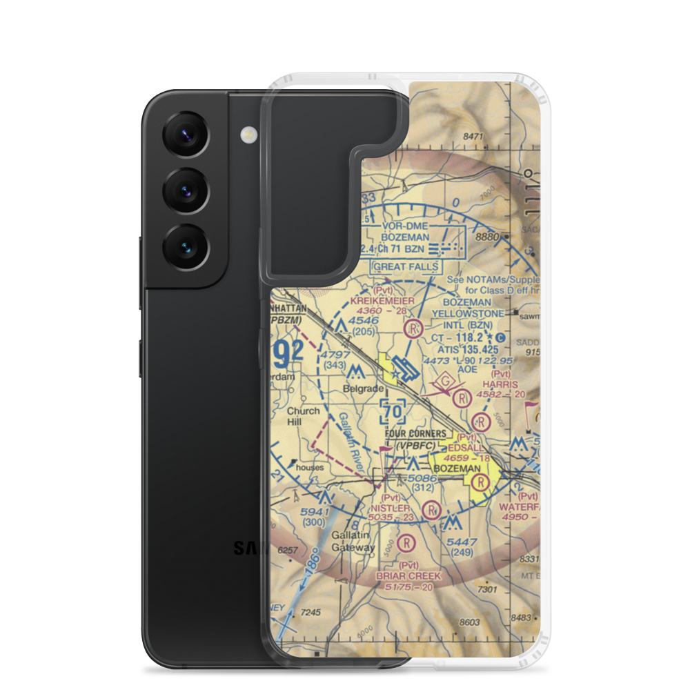 Gallatin Field (BZN) VFR Sectional Samsung Case Samsung Galaxy S22 model shown