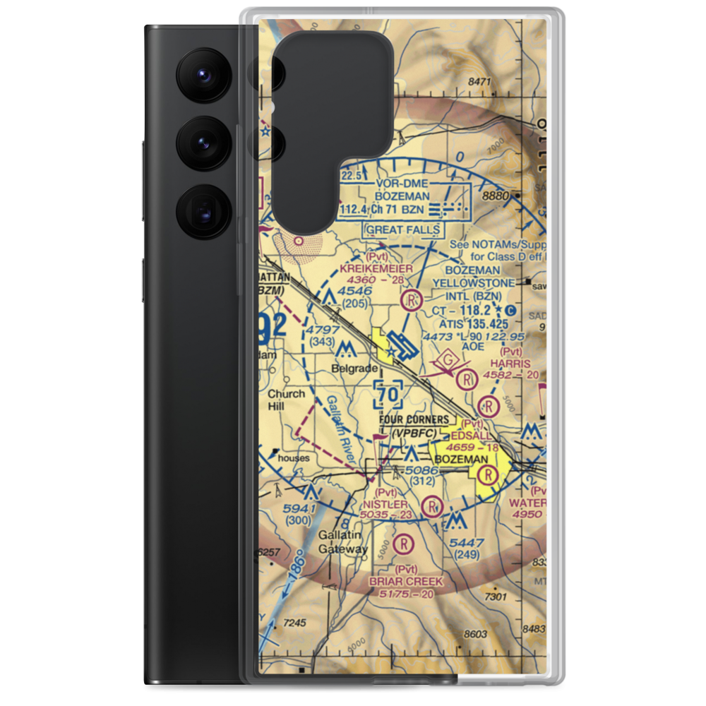 Gallatin Field (BZN) VFR Sectional Samsung Case Samsung Galaxy S22 Ultra model shown